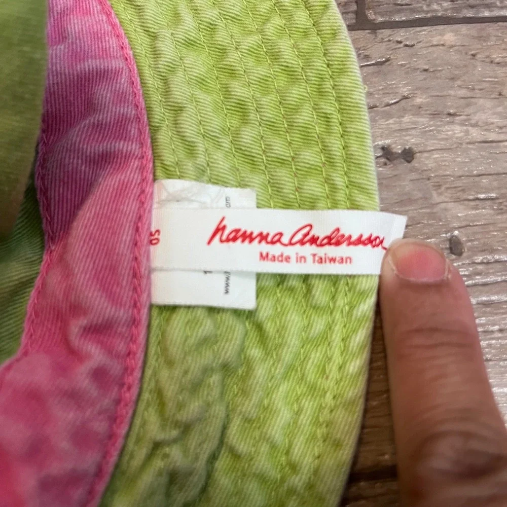 Hanna Andersson Kids Reversible Bucket Hat Pink Lime Green 100% Cotton OS